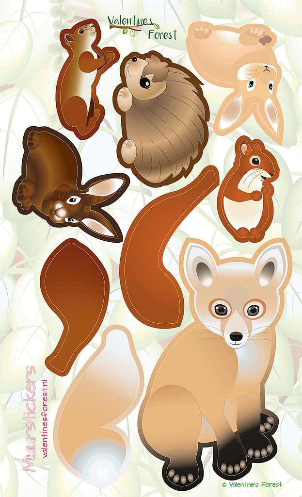 DECOWALL Muursticker Set - Pijnbomen & Bosdieren, 4 Vellen (145,8x127,2 Cm) - Voor Kinderkamer, Speelkamer Decor